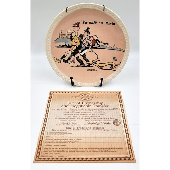 Norman Rockwell Plate Die Walk Am Rhein Rockwell On Tour Newell Pottery Knowles - Picture 5 of 7